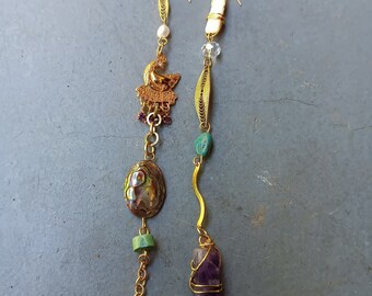 One of a Kind Earrings Real Crystals Upcycled Findings