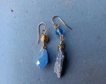 One of a Kind Earrings Real Crystals Upcycled Findings