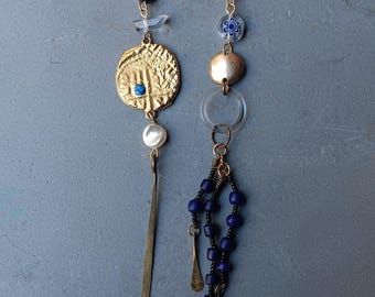 One of a Kind Earrings Real Crystals Upcycled Findings