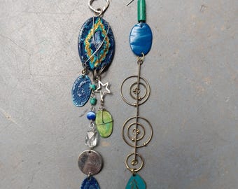One of a Kind Earrings Real Crystals Upcycled Findings
