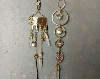 One of a Kind Earrings Real Crystals Upcycled Findings