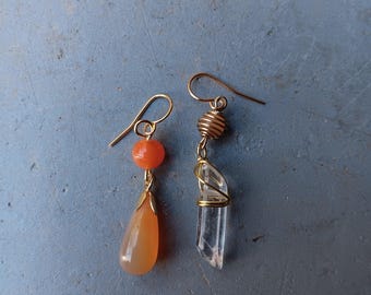 One of a Kind Earrings Real Crystals Upcycled Findings