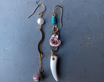 One of a Kind Earrings Real Crystals Upcycled Findings