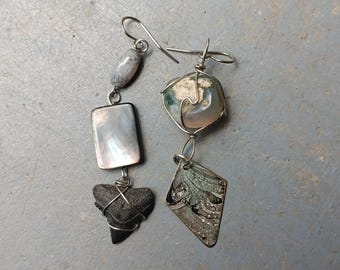 One of a Kind Earrings Real Crystals Upcycled Findings