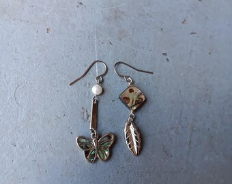 One of a Kind Earrings Real Crystals Upcycled Findings