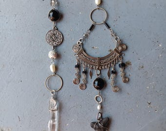 One of a Kind Earrings Real Crystals Upcycled Findings