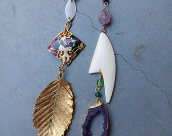 One of a Kind Earrings Real Crystals Upcycled Findings