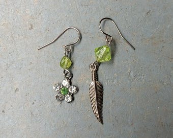 One of a Kind Earrings Real Crystals Upcycled Findings