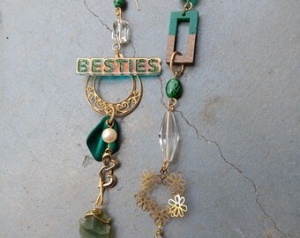 One of a Kind Earrings Real Crystals Upcycled Findings
