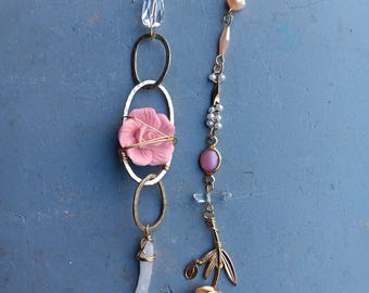 One of a Kind Earrings Real Crystals Upcycled Findings