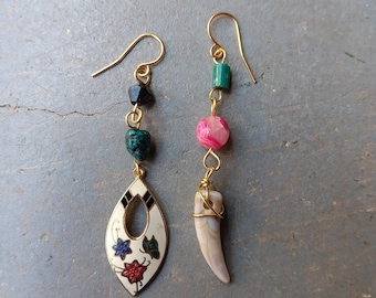 One of a Kind Earrings Real Crystals Upcycled Findings