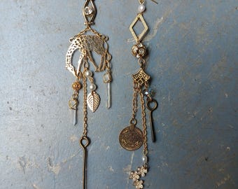 One of a Kind Earrings Real Crystals Upcycled Findings