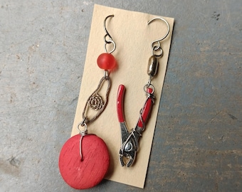 One of a Kind Earrings Upcycled Findings