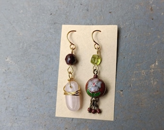 One of a Kind Earrings Real Crystals Upcycled Findings