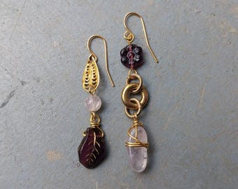 One of a Kind Earrings Real Crystals Upcycled Findings