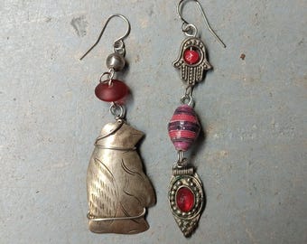 One of a Kind Earrings Upcycled Findings