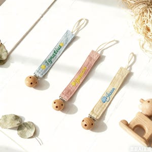 Baby Schnullerkette mit individuellem Namen, Double Gauze