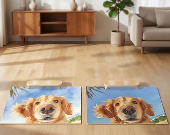 Cadeau pour amoureux des chiens, tapis d'alimentation pour animaux de compagnie, tapis d'alimentation en terre de diatomées, tapis d'art aquarelle peinture à l'huile