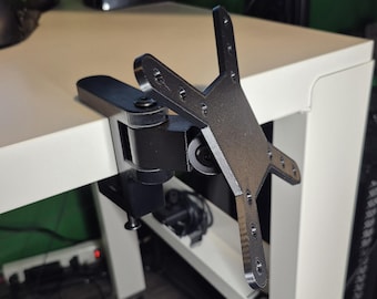 Adjustable VESA 50-75-100 (M3-M4-M5) desk mount - sim racing / flight button box & tablet (iPad) holder