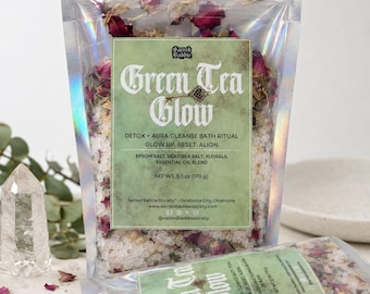 Green Tea Glow Bath Salts: Herbal Aromatherapy Ritual Bath Soak