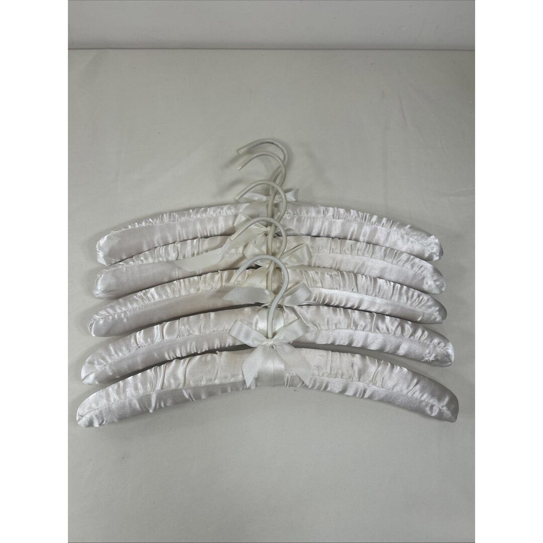 Padded Ribbon Vintage Ivory Satin Covered Hangers Padded Ribbons Lot of 5 - Etsy