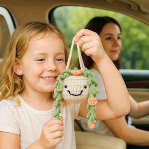 Crochet Car Hanging Cute Hanging From Mirror Flower Car Crochet Car Decoration Flower Plant Amigurumi Plush Car Charm Gifts For Him Her