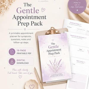 Kit di preparazione per appuntamenti medici (stampabile), pianificatore di appuntamenti medici in PDF, tracker dei sintomi, domande e note di follow-up