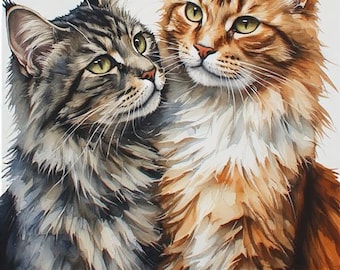 50 imagens JPG de gatos Maine Coon – Pacote de arte de parede com gatos fofinhos, gráficos de gatinhos fofos, download digital, arquivos Cricut para artesanato e cartões.