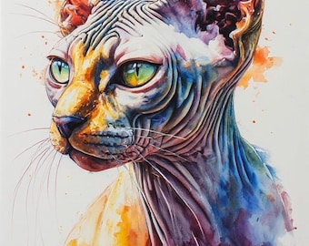 Pacote de Clipart de Gato Sphynx – Imagens PNG artísticas de gatinhos sem pelos (Download Digital)