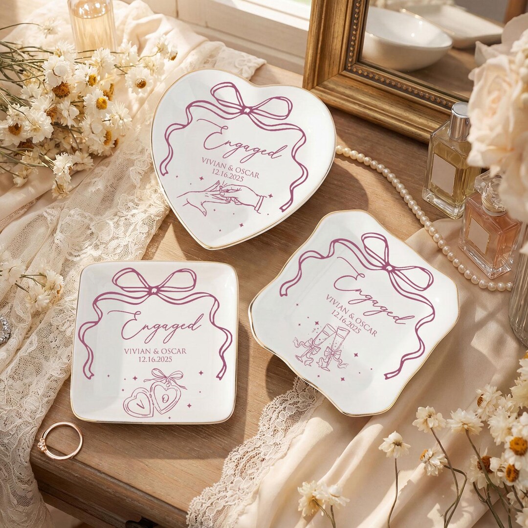 Personalized Engagement Ring Dish | Ceramic Jewelry Dish | Custom Ring ...
