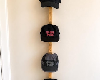 Wall Mounted Cedar Hat Rack – Baseball Cap Organizer & Display