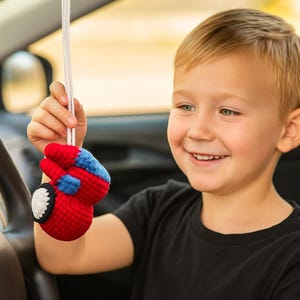 Crochet Spiderman Car Hanger Ornament Accessories, Handmade Amigurumi Plush Car Decor, Cute Super Hero Bag Charm Keychain, Gift for Him/Her