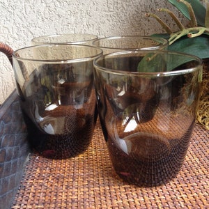 Brown Libbey Drinking Glasses with Thick Base Vintage Set of 4