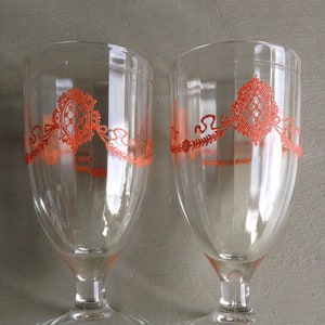 Vintage Juice Glasses, 7 oz Juice Glasses, Crest Glassware, Footed Juice Glasses, Stylish Juice Glasses