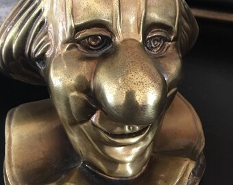 PM Craftsman Clown Bookend, Brass Clown Head - Etsy