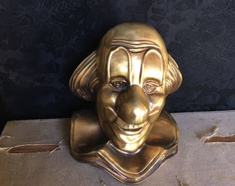 PM Craftsman Clown Bookend, Brass Clown Head - Etsy