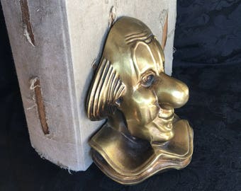 PM Craftsman Clown Bookend, Brass Clown Head - Etsy