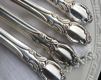 Silverplate Table Knives, Oneida Park Lane Chatelaine Dowry Dinner Knives, Vintage Dinner Knife Set
