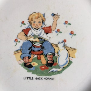Plato pequeño de Jack Horner, platos infantiles antiguos