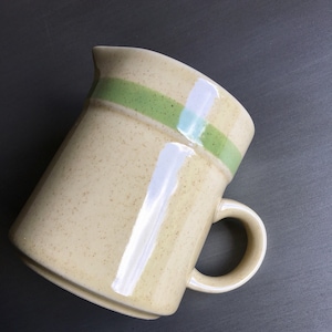Green Stoneware Creamer, Vintage Coffee Creamer, Cream Pitcher With Handle