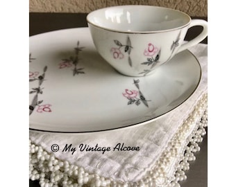 Snack Plate and Cup Set, Laurel Trellis China Pattern