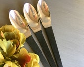 Stanley Roberts Teaspoons Black Composite Handle Vintage Set 3 - A1819