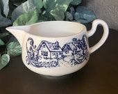 Homer Laughlin Shakespeare Country Creamer, Homer Laughlin Blue and White Creamer, Vintage Homer Laughlin Blue Creamer, Ironstone Creamer