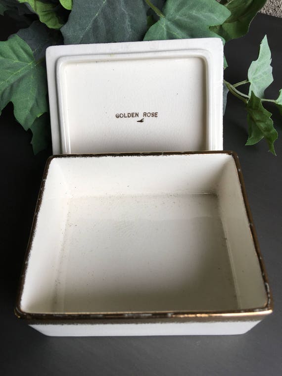 Floral Trinket Box, Vintage Trinket Box, Square Trinket Box View 3