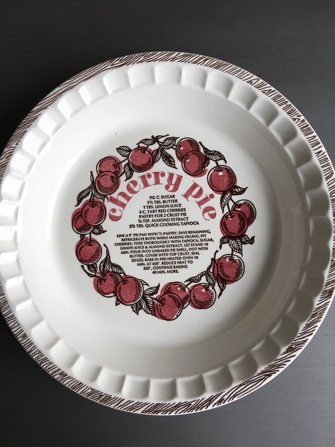 Country Harvest Pie Plate Vintage Pie Plate With Recipe Etsy