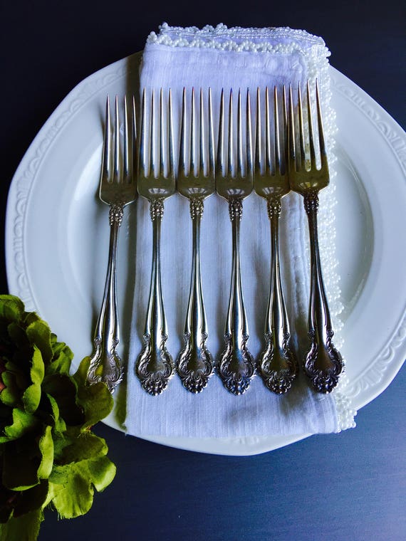 Rogers Silverplate Plate Dinner Fork HH 7 3/4" Vintage Argyle by International 