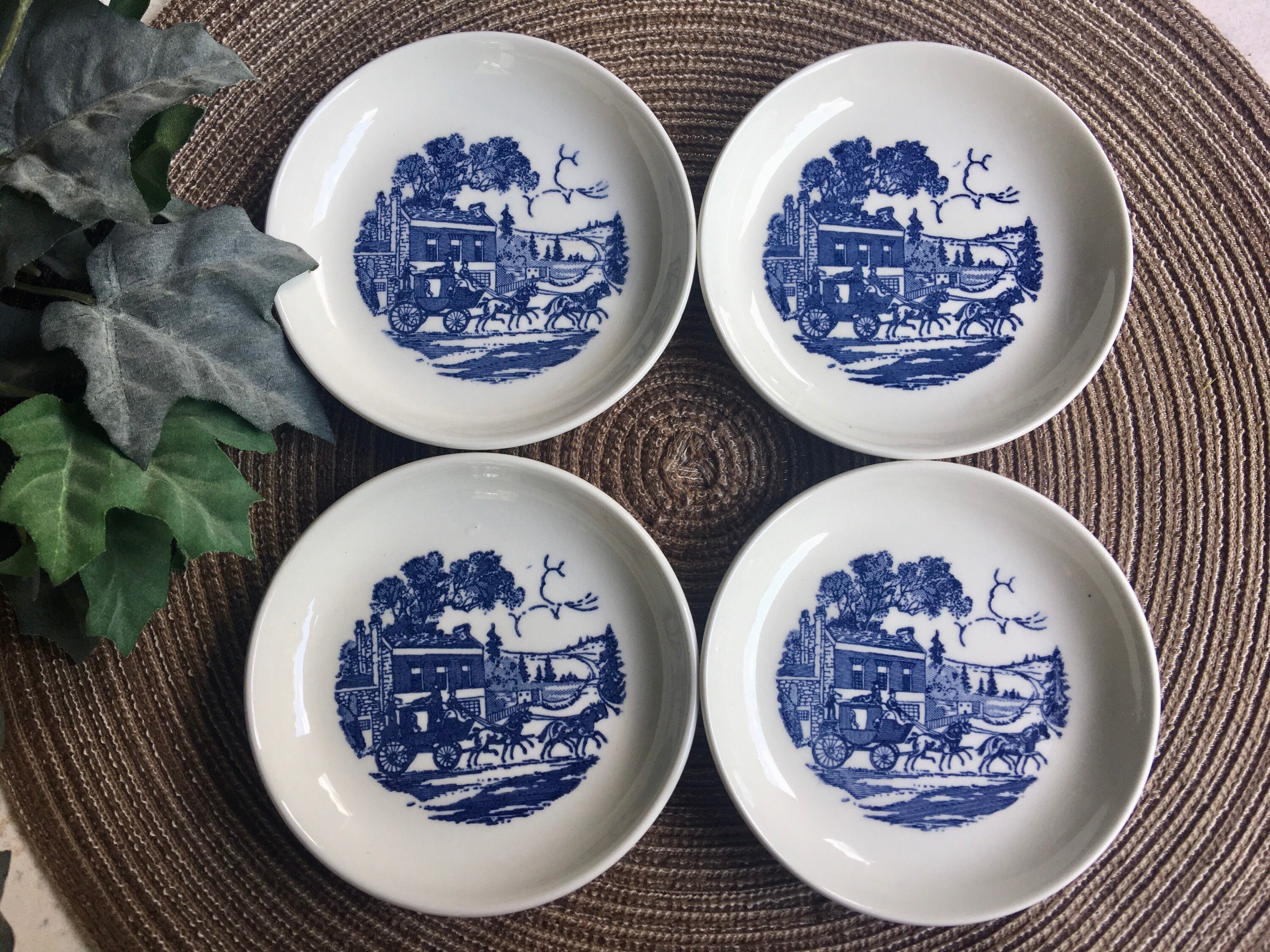 Blue and White Home Interiors - Floral Coasters. New England Style