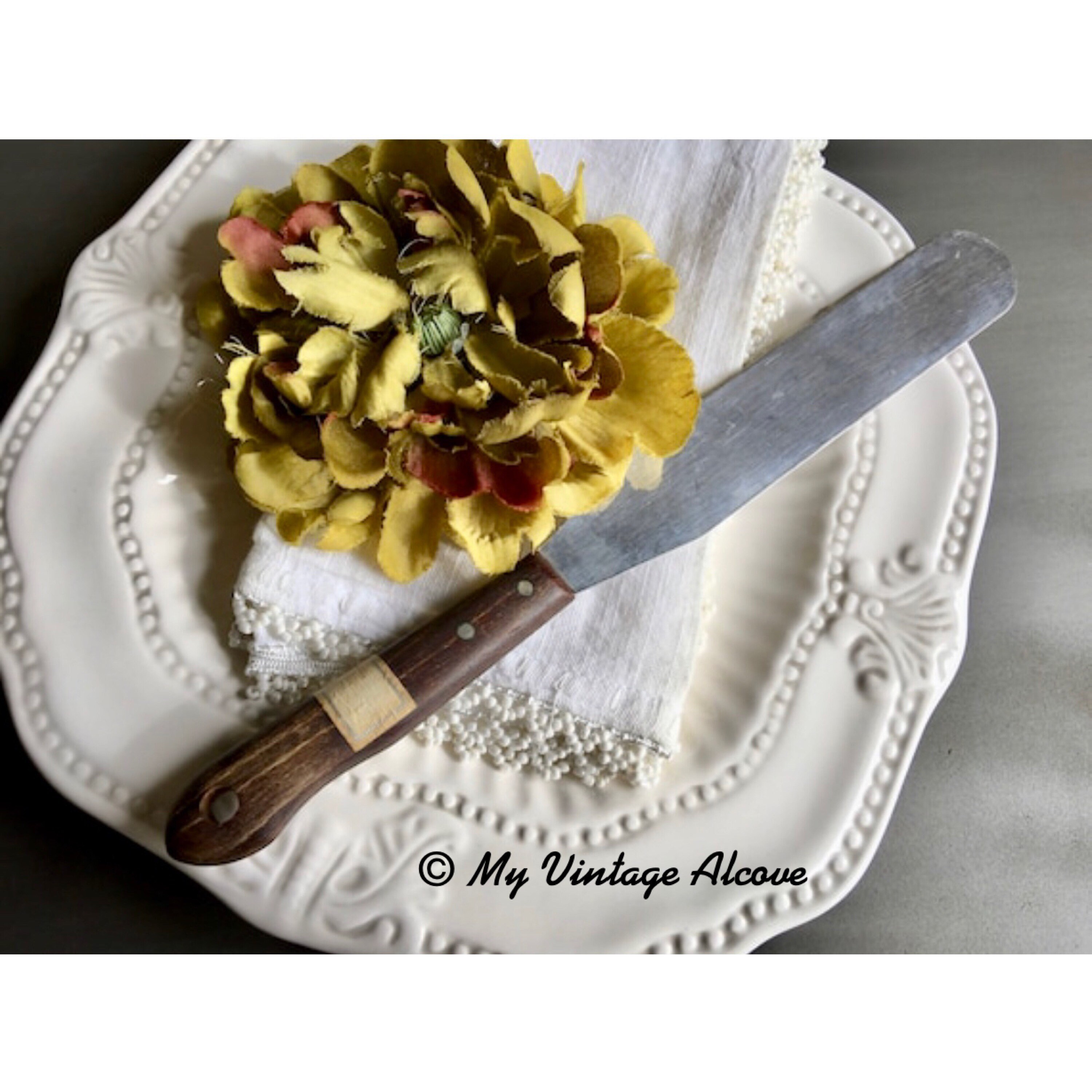 Spatula Pastry Knife Zigzag Wood 11.5” Vintage Kitchen Baking