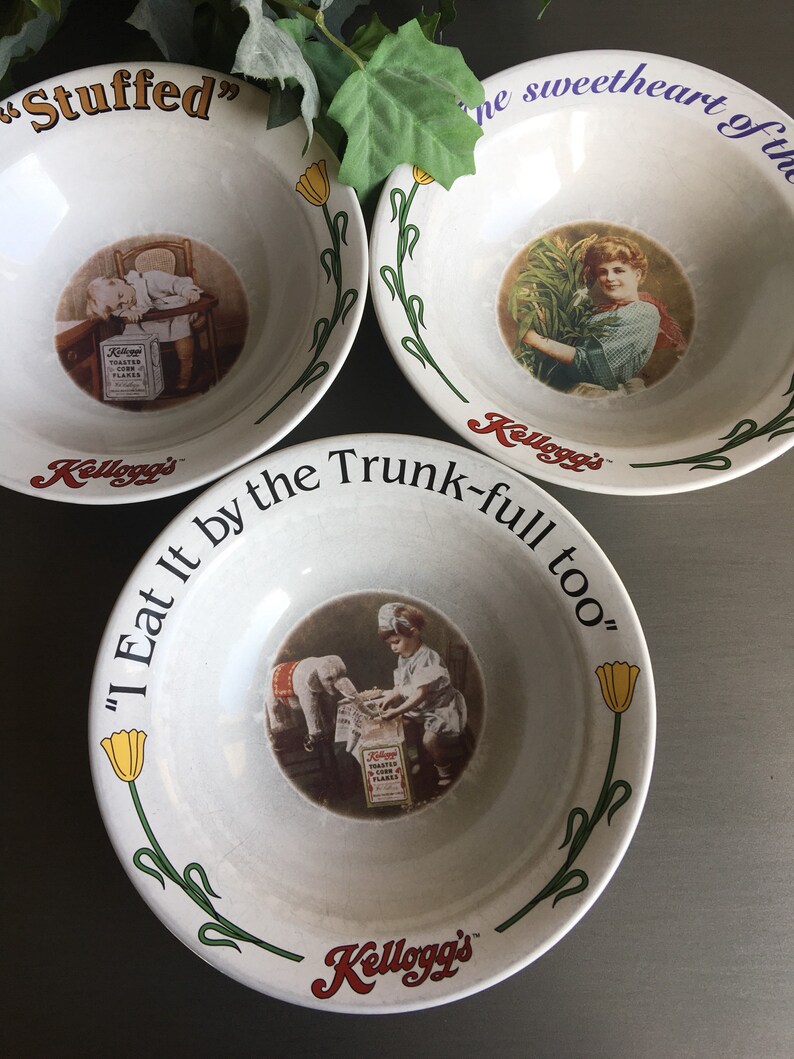 Kelloggs Vintage Cereal Bowls Kelloggs Vintage Bowls Retro Etsy