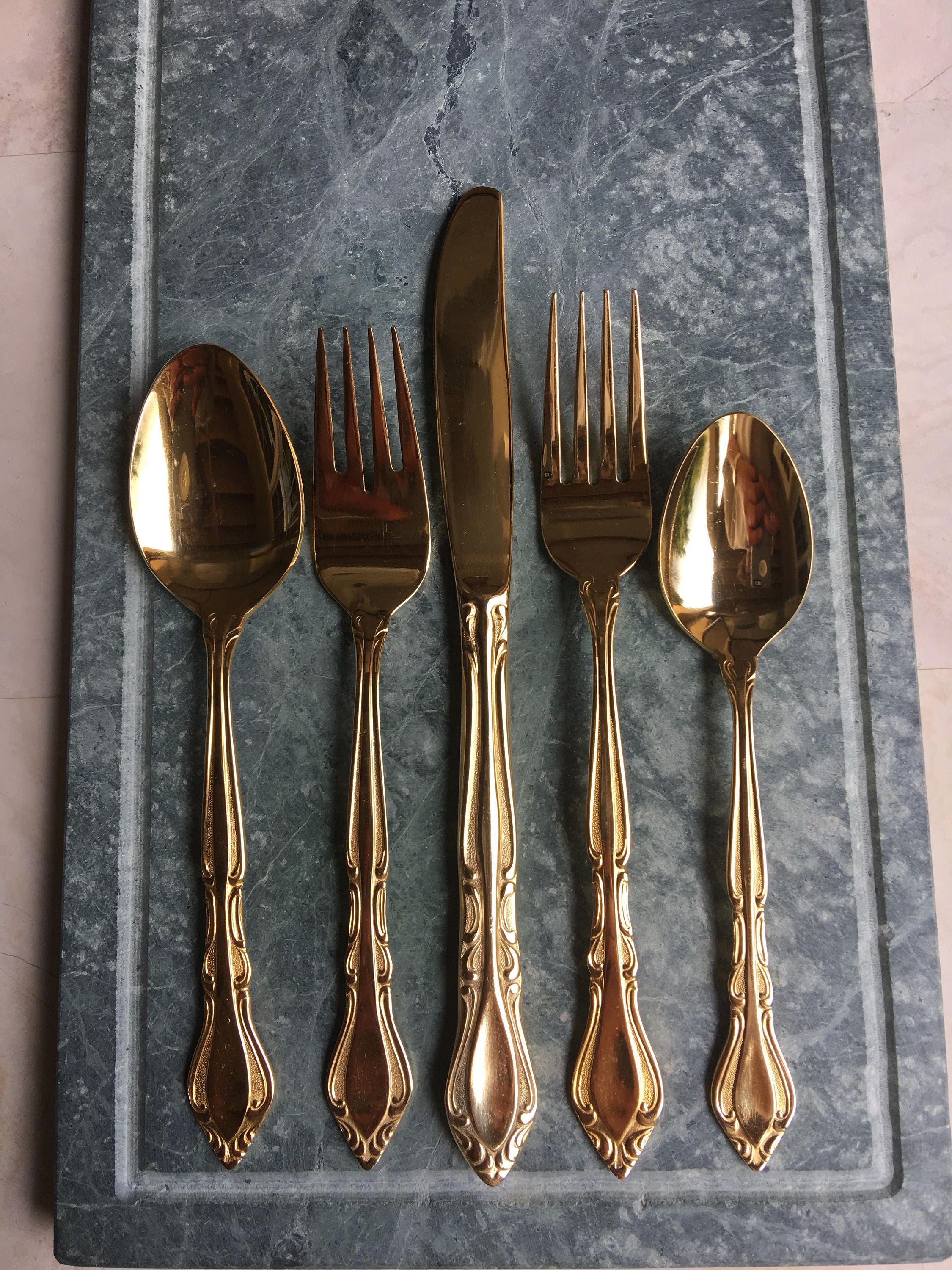 Rogers Gold Electroplate Flatware Setting Salad & Dinner Fork Etsy